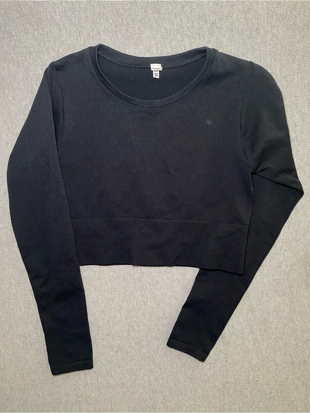 OFFLINE by Aerie Black Ribbed Cropped Long Sleeve Top